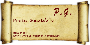 Preis Gusztáv névjegykártya
